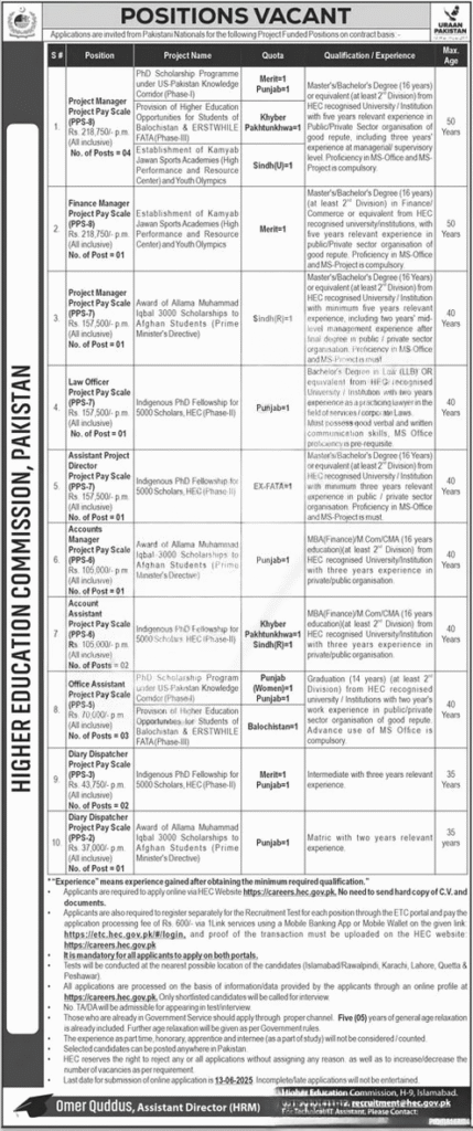 Job Opportunities at the Higher Education Commission of Pakistan: Apply Now!